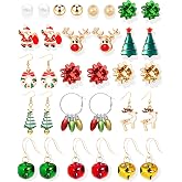 Christmas Earrings for Women Holiday Gifts Jingle Bell Snowflake Bow Earrings Dangle Stocking Stuffers Christmas Outfits Dresses Accessories for Women Cute Xmas Party Jewelry Gifts