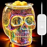 Maromamix Wax Melt Warmer with Timer- 3D Glass Skull Wax Melter for Scented Wax Melts, Halloween Candle Wax Warmer Lamp for Home Fragrance, Home Décor & Gifts for Women