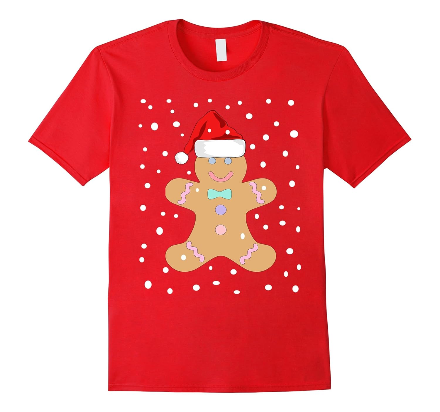 GINGERBREAD MAN T SHIRT-CHRISTMAS-SNOW-TEE Shirt-Rose