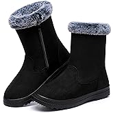 Aomigoct Warm Winter Boots for Women: Fur Lined Mid Calf Boots for Women Comfortale Zipper Womens Snow Boots Waterproof Walking Outdoor