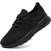 DLWKIPV Womens Running Shoes Walking Tennis Sneakers Slip on Gym Sports Workout Jogging Mesh Breathable Lightweight Non Slip Comfortable Fashion Black US 6.5