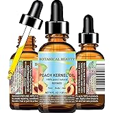 Botanical Beauty Peach Kernel Oil. 100% Pure Natural Undiluted Refined Cold Pressed Carrier Oil for Face, Skin, Hair, Massage, Lip, Nail Care. 4 Fl. oz-120 ml