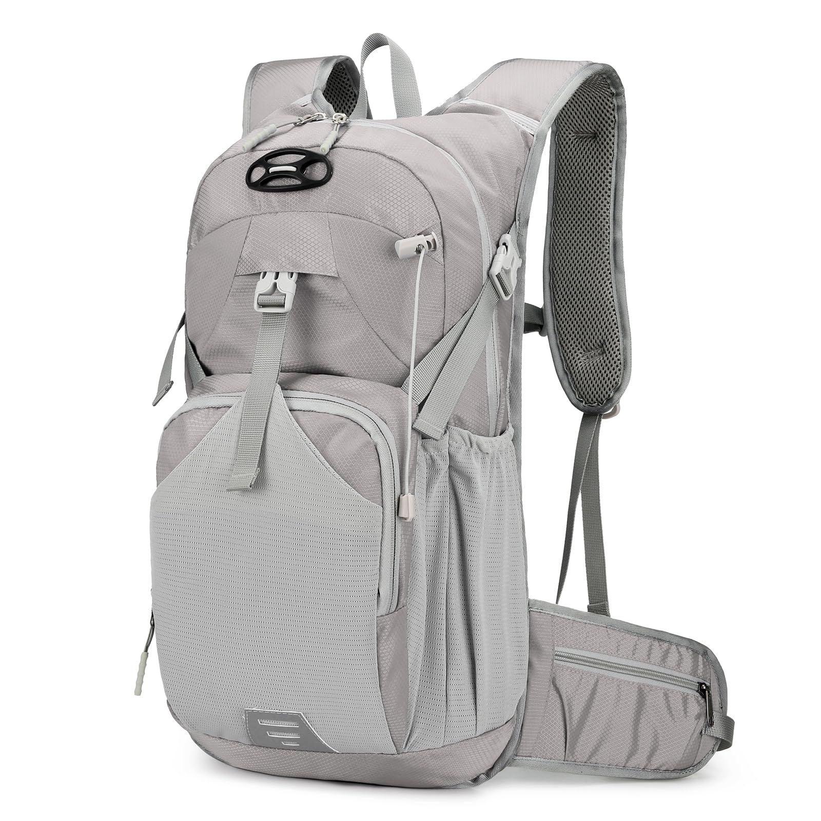 Outplea Breathable Cycling Backpack Waterproof, Mountain Bike Backpack with Helmet Cover, Thermal Hydration Pack for MTB Running Hiking Skiing Walking, Grey