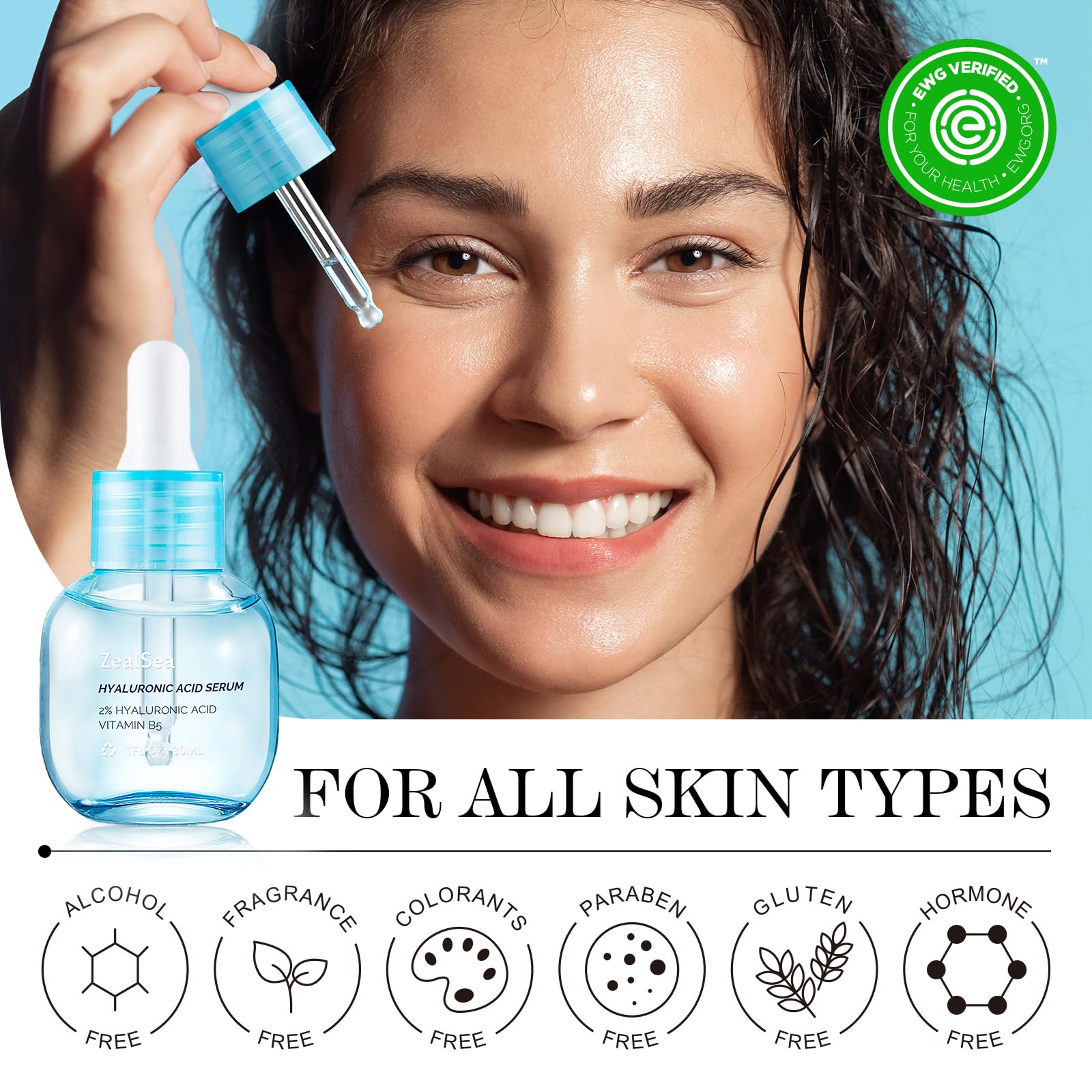 Zealsea Hyaluron Serum Gesicht mit Vitamin B5 - Skincare Anti Aging & Anti Falten - Feuchtigkeitsspendendes Aufpolsterndes Hyaluronsäure Serum - Hypoallergen für alle Hauttypen 5