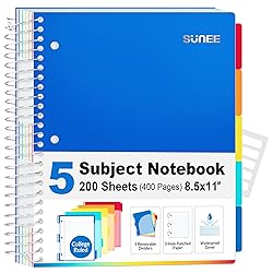 SUNEE 5 Subject Notebook College Ruled - 400