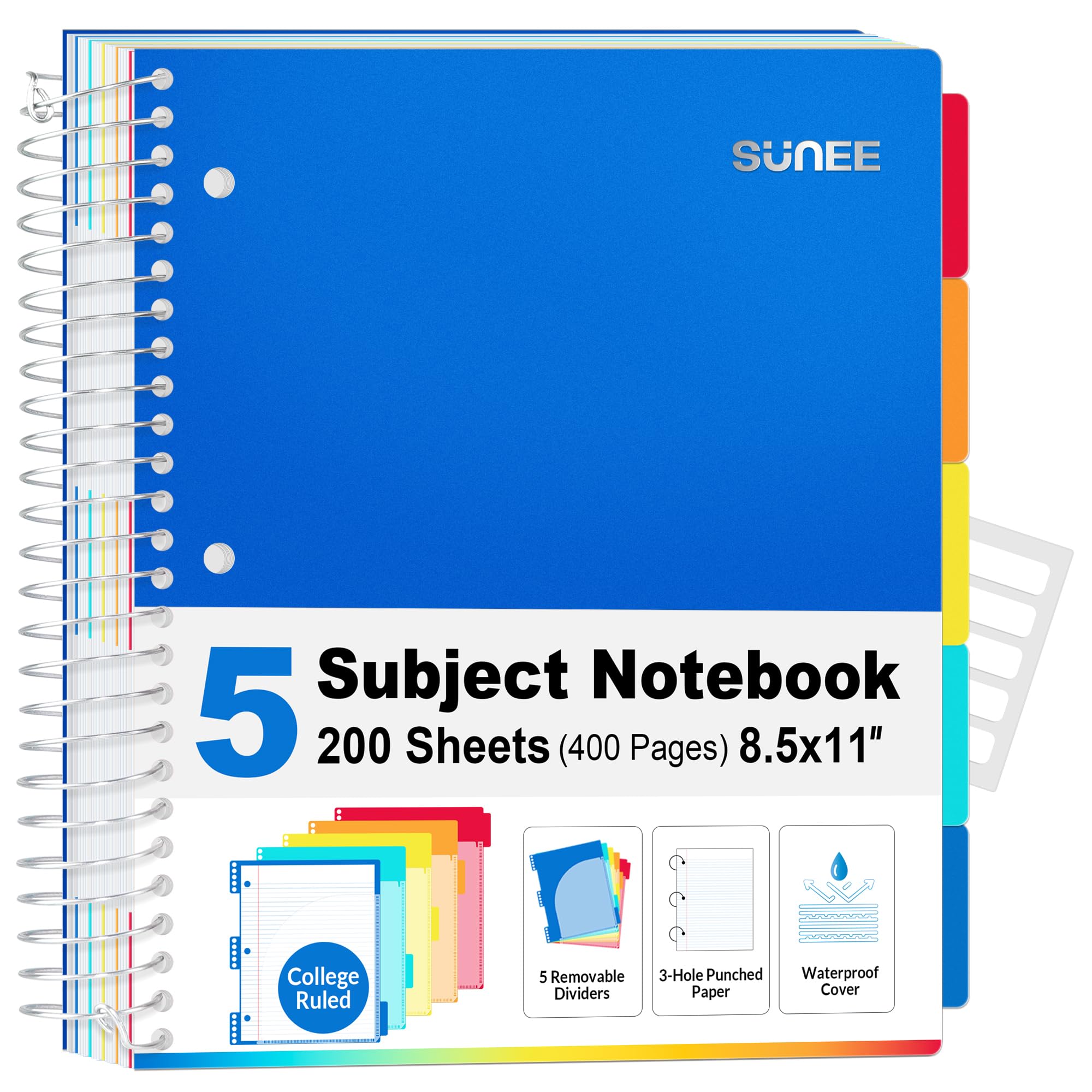 SUNEE 5 Subject Notebook College Ruled - 400