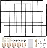 LOYONAL Wire Wall Grid Panel Clips Black 2 Pcs Photo Display Memo Board view 1