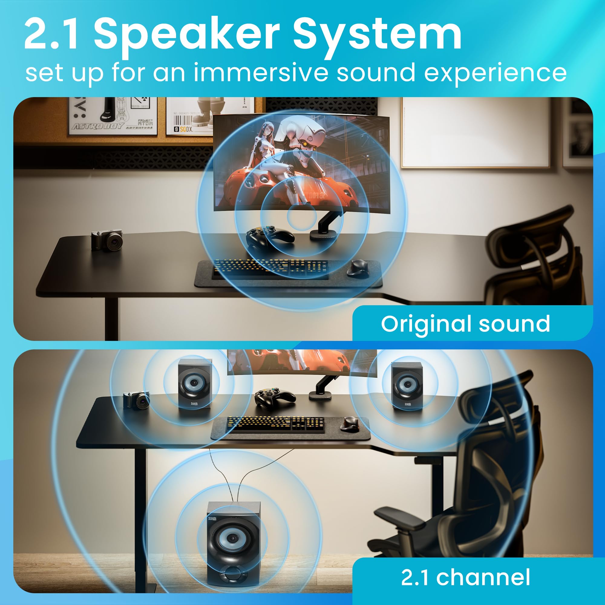 Acoustic Audio by Goldwood Bluetooth 2.1 Speaker System 2.1-Channel Home Theater Speaker System, with Optical/Aux/USB/SD Inputs Black (AA2172)