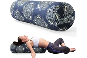 MABOZOO Round Yoga Pillow, Cylindrical Yoga Bolster Pillow with Washable Cover, Meditation Cushion Body Cushion for Practice, Restorative, Meditation