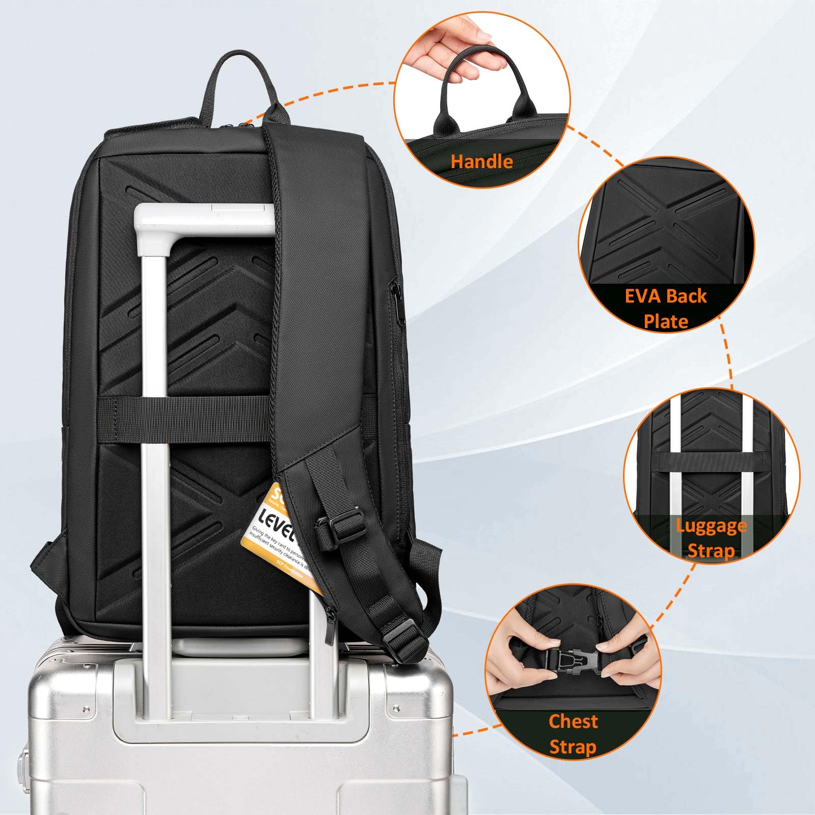 FENRUIEN Work Backpack for Men, Water Resistant Expandable Backpack with USB C Charging Port, Black 15.6 Laptop Backpack