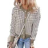 Dokotoo Cardigan Sweaters for Women V Neck Button Down Long Sleeve Plaid Knit Cardigans Sweater Tops