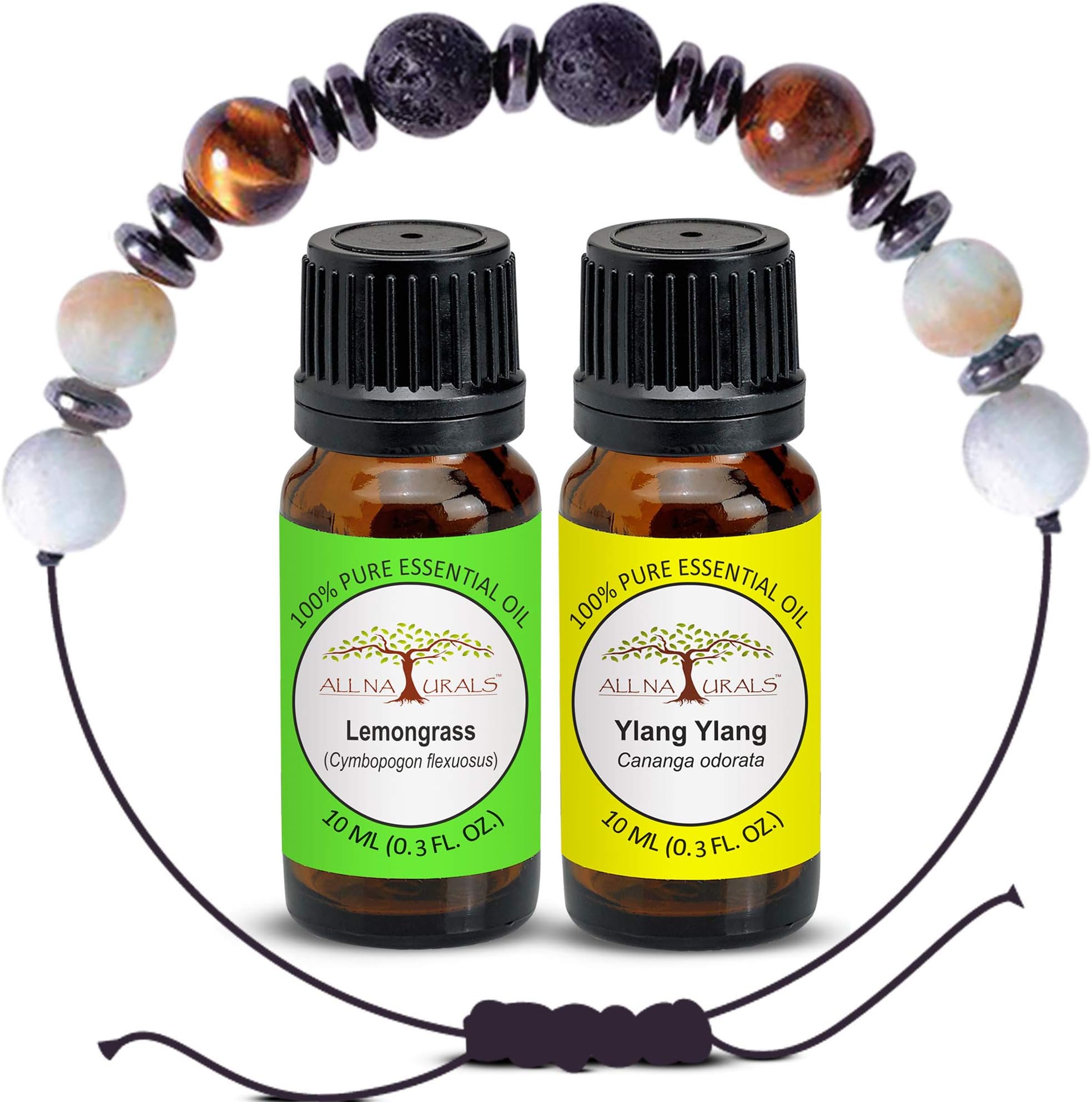 All Naturals Unique Diwali Gift Set | Aromatherapy Bracelet with Lemongrass & Ylang Ylang Essential Oils