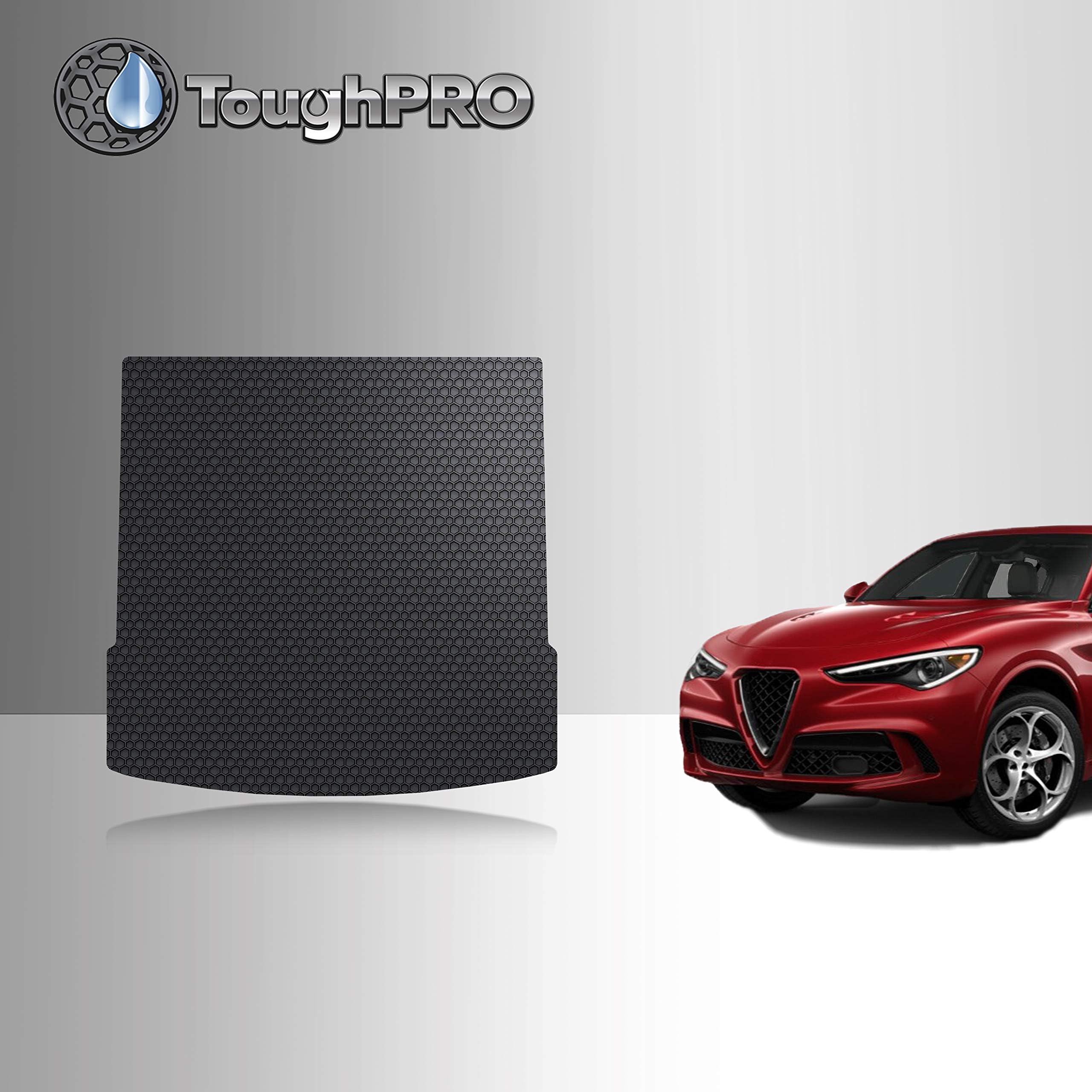 TOUGHPRO Cargo/Trunk Mats Accessories for Alfa Romeo Stelvio Without Subwoofer All Weather Heavy Duty (Made in USA) Black Rubber 2018 2019 2020 2021 2022 2023 2024 2025