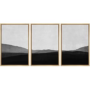 SIGNWIN Framed Canvas Print Wall Art Dark Mountains...