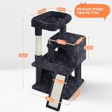 Yaheetech Cat Tree 92cm Multilevel Tower with Double Condo Scratching Post Ball view 2