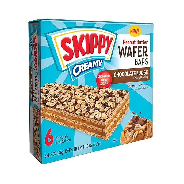 SKIPPY CREAMY PEANUT BUTTER AND CHOCOLATE FUDGE WAFER SNACK BAR, 1.3 OZ (36G)/BAR 6 CT