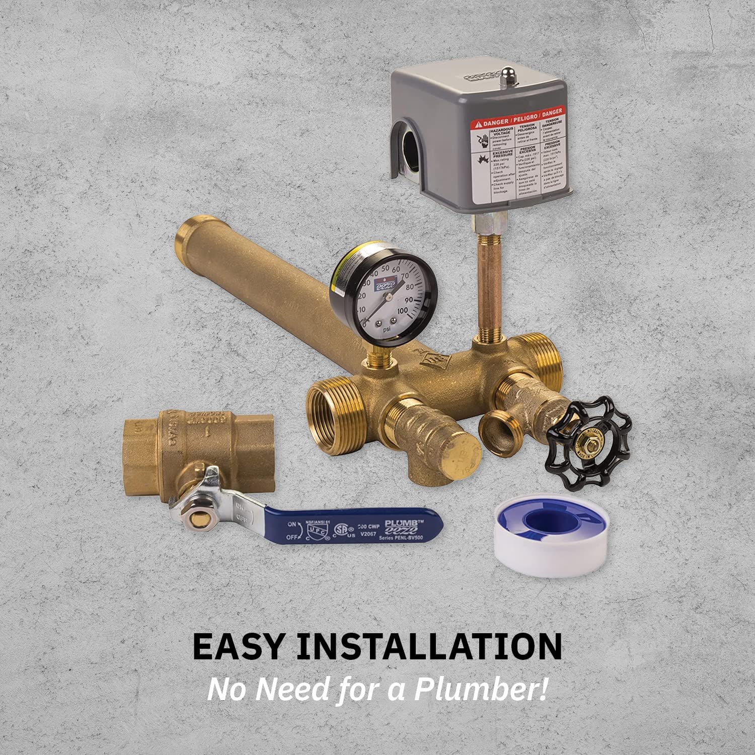 Plumb Eeze Pressure Tank Installation Kit With 1" Brass Union Tank Tee