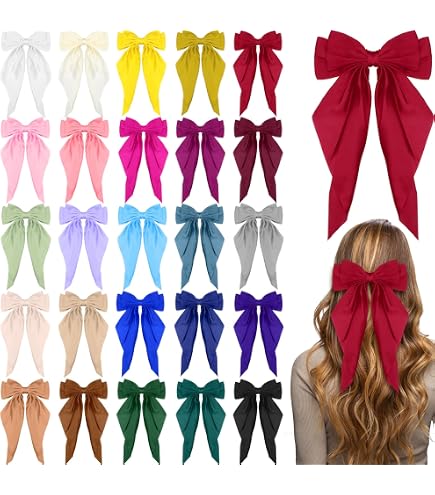 60 Pcs Hair Bow Clips Satin Ribbon Long Tails for Women Girls Stylish Amazon.com : Mimorou 60 Pcs Silky Satin Hair Bows for Girls  main image 3