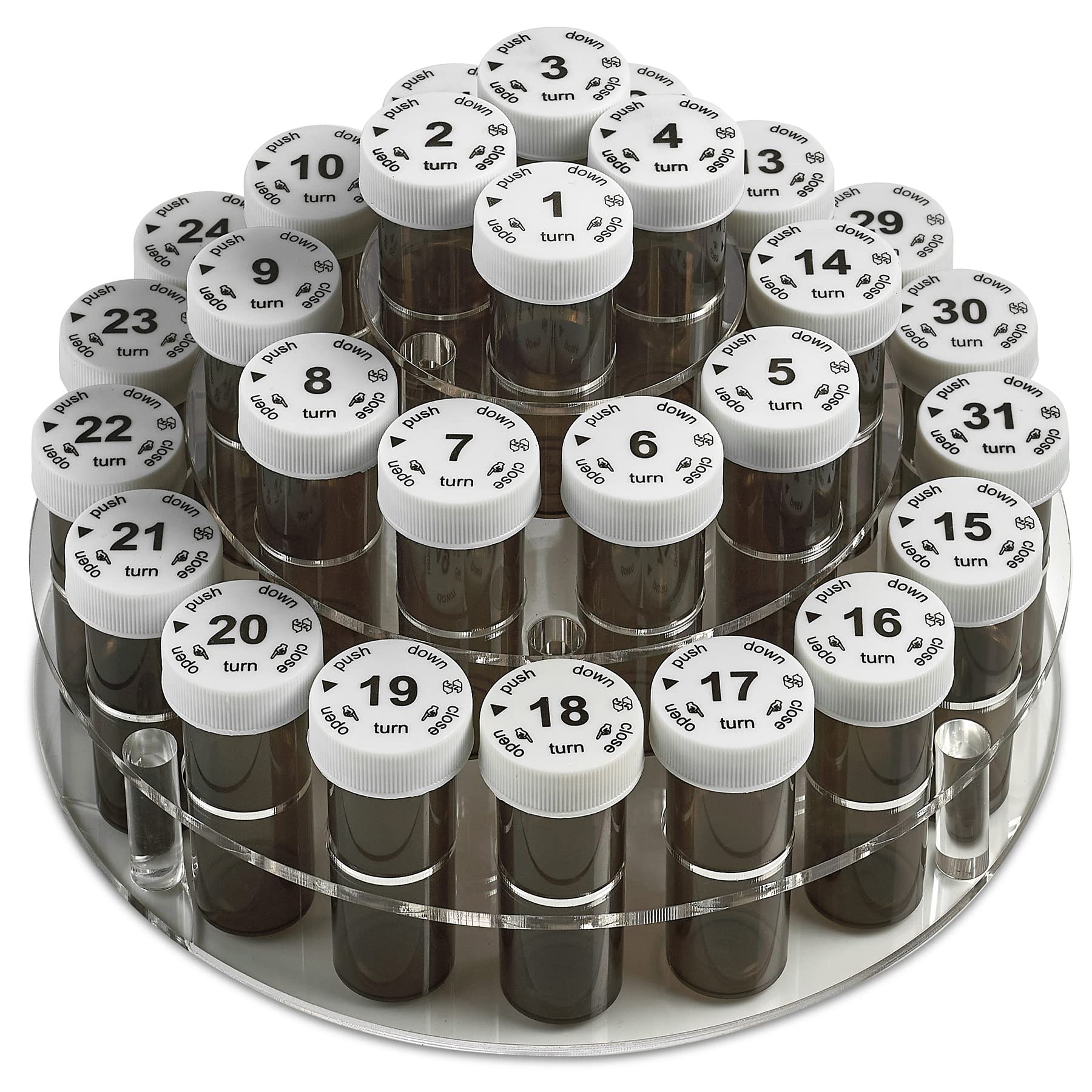 Pill Bottle Monthly - 31 Pill Bottles, Each Comes with Numbers for Each Day