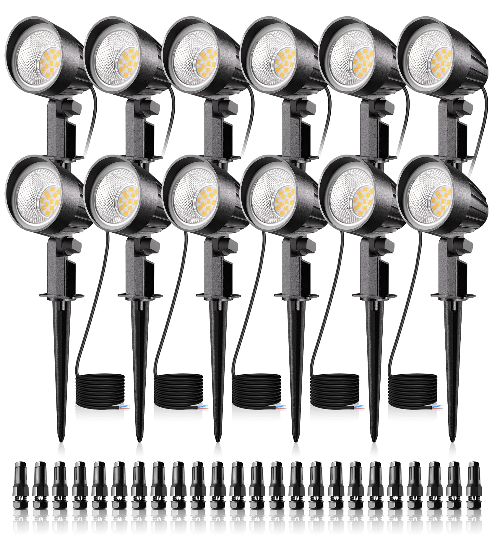 Photo 1 of *MISSING CHARGER* CRODIAL 15W Low Voltage Landscape Lighting 1500LM Landscape Lights 12V Warm White Spot Light Outdoor with IP66 Waterproof Garden Pathway Lights for Yard Trees Wall Flag(12 Pack with Connector)