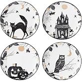 Lenox Haunted Halloween 4-Piece Accent Plates, Appetizer Plate Set for 4 | porcelain, dishwasher safe, microwave safe | also great as a halloween dessert plate for salad or bread