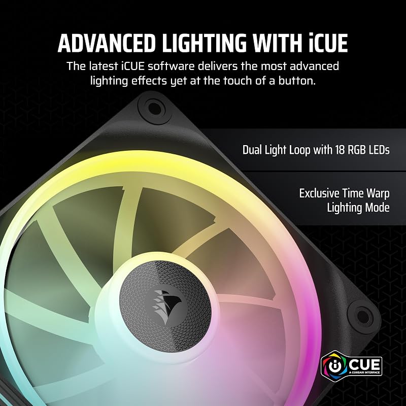 CORSAIR iCUE Link LX120 RGB 120 mm PWM Fans Triple Pack – Dual Light Loops – Inclui iCUE Link System Hub – Tecnologia CORSAIR AirGuide – Preto