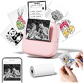 Zodzi Bluetooth Mini Printer, Thermal Mini Printer for Smart Phones & Pads, Portable Pocket Printers for Labels, Diary, Scrapbook, Web Page, 1D/QR Code, Photo, Monochrome, Pink