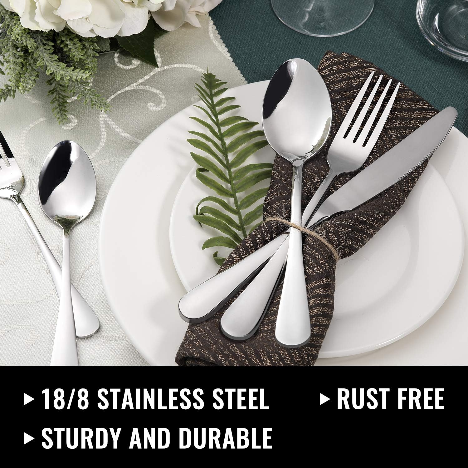  | Hiware 40-Piece Silverware Set with Organizer Tray for 8, Stainless Steel Flatware Cutlery Set For Home Kitchen Restaurant Hotel, Mirror Polished, Dishwasher Safe: Flatware Sets