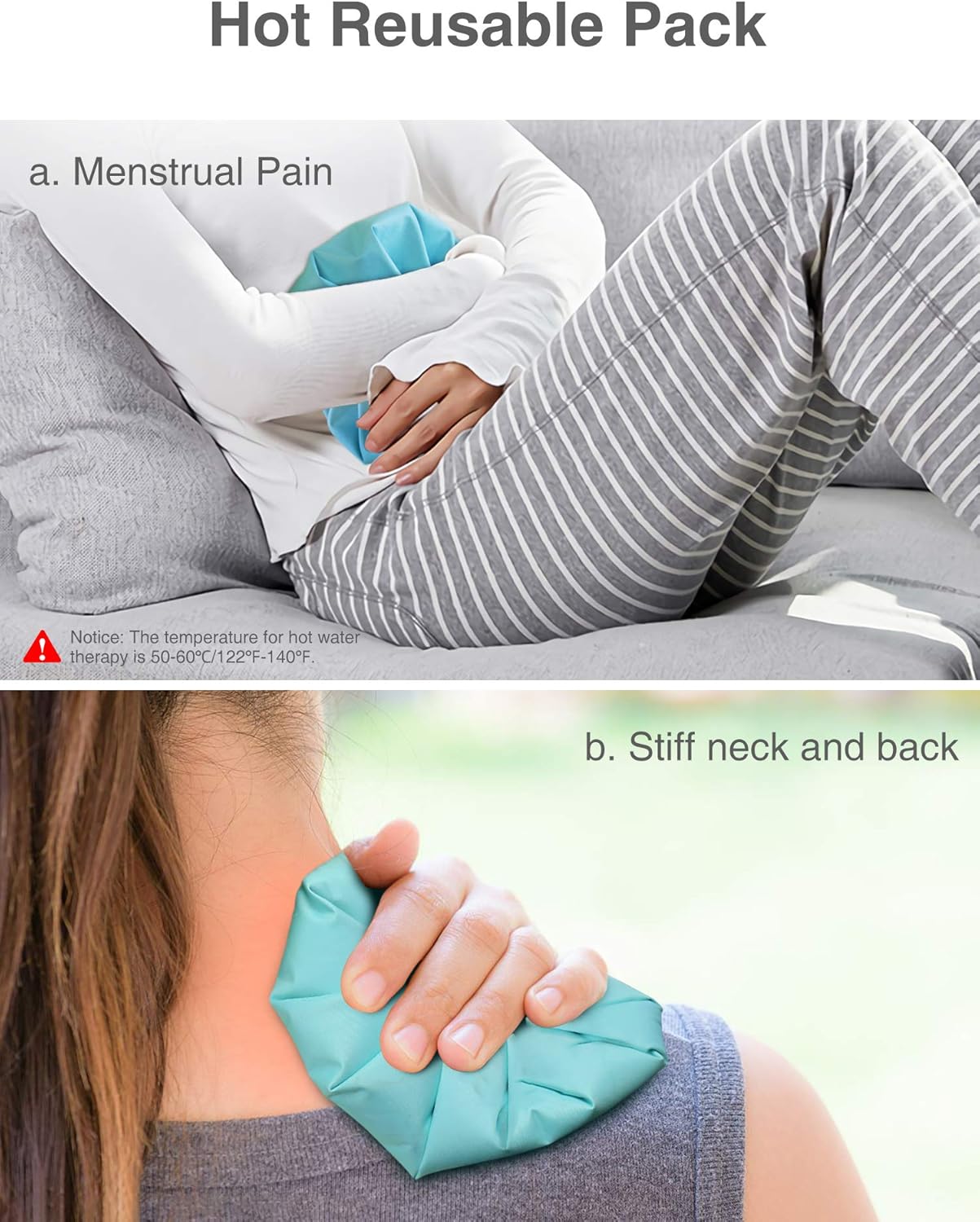 Elitehood Ice Bag Ice Pack, 9’’ Reusable Ice Bag & Refillable Ice Pack Bag, Cold & Hot Therapy Ice Bag for Injuries Reusable Soft Blue Icepack for Pain Relief Headaches-Hot Therapy is 50-60℃/122-140℉: Health & Personal Care