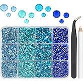 qiipii Resin Rhinestones Bulk for Crafting 3mm 4mm 5mm 4 Color Flatback Crystal Stones Non-Hotfix Light Blue Aquamarine Royal Blue Resin Gems Diamonds for Nails Eyes Face Makeup Crafts DIY Tumblers