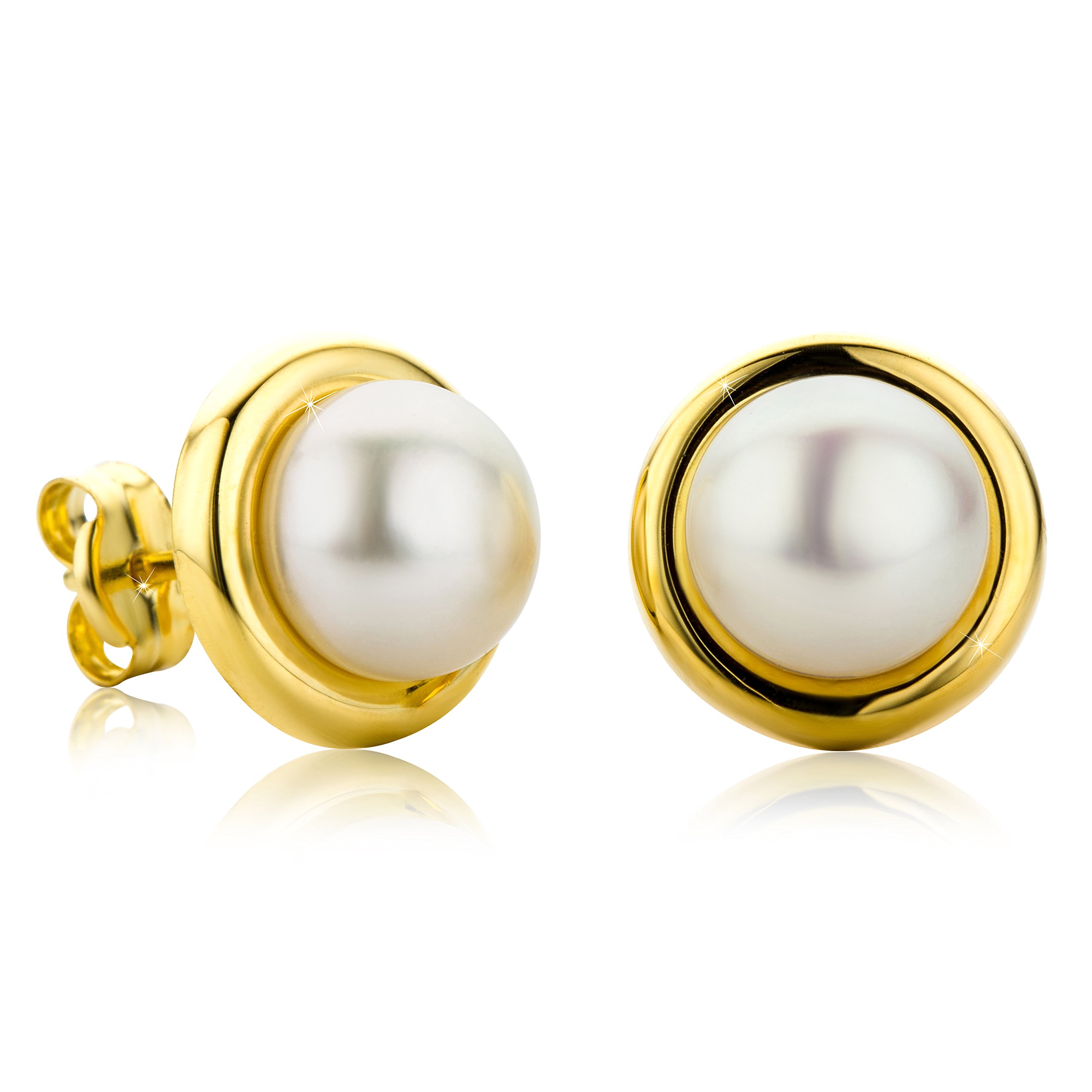 Orovi Ladies’ Pearl Earring Set Stud Earrings 9 ct Yellow Gold (375) Gold Jewellery