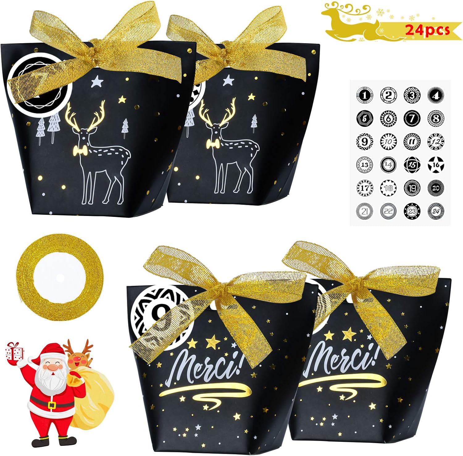 Calendario Dell'Avvento Da Riempire - 24 Sacchetti Di Carta Con Nomi E Adesivi - Foto 7