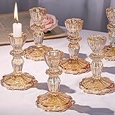 Simeitol Glass Candlestick Holders Bulk, 6PCS Gold Taper Candle Holders for Table Centerpiece, Gold Tall Candle Stick Holder Stand for Wedding Decorations, Birthday, Christmas Table Decor