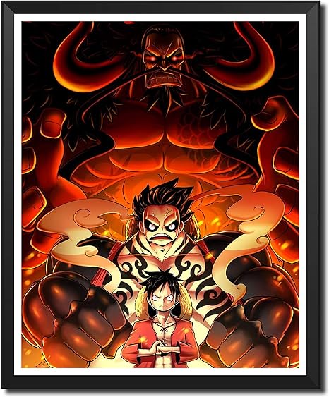 Amazon Com Yansang One Piece Monkey D Luffy Devil Nut Fourth Gear Kaido Anime Art Prints Wall Art Picture For Bedroom Home Decor Canvas Print Poster 8 X 10 Inches No Frame Posters