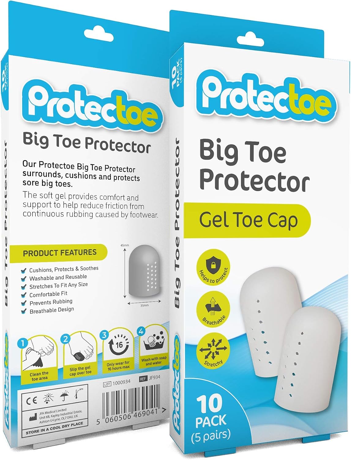 Protectoe Big Toe Protector Gel Toe Cap - Pack of 10, 10 Count (Pack of 1)
