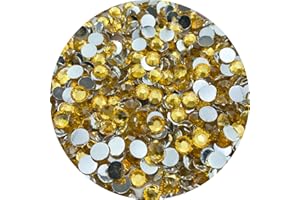 Xinhongo 3000pcs 5mm Resin Flatback Rhinestone Gold Yellow Round Flatback Rhinestones for Crafts, Bling Glitter Diamond Stone Rhinestone for Bottles, Tumblers, Nail Art, Clothes Shoes