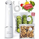 Chef Preserve Compact Vacuum Sealer for Food (Vacuum Sealer Machine + 30 Reusable Vacuum Bags) Powerful Handheld Vacuum Sealer Machine, Seal Meal Saver, Portable Food Sealer