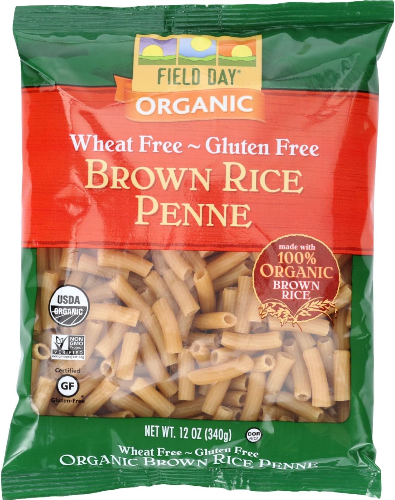 Field Day Pasta Organic Brown Rice Penne, 12 Count