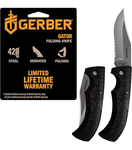 Gerber Gear 06064N Gator Folding Knife, Fine Edge, Drop Point