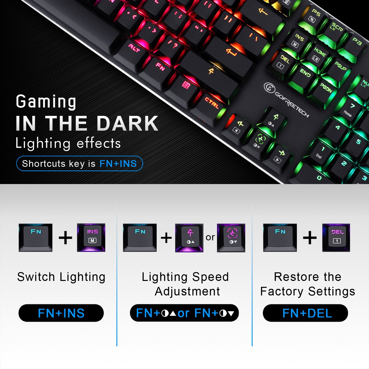 Mechanical Keyboard Wired RGB Gaming Keyboard with Brown Switches LED-Backlit Mode for Office Gaming by Gofreetech