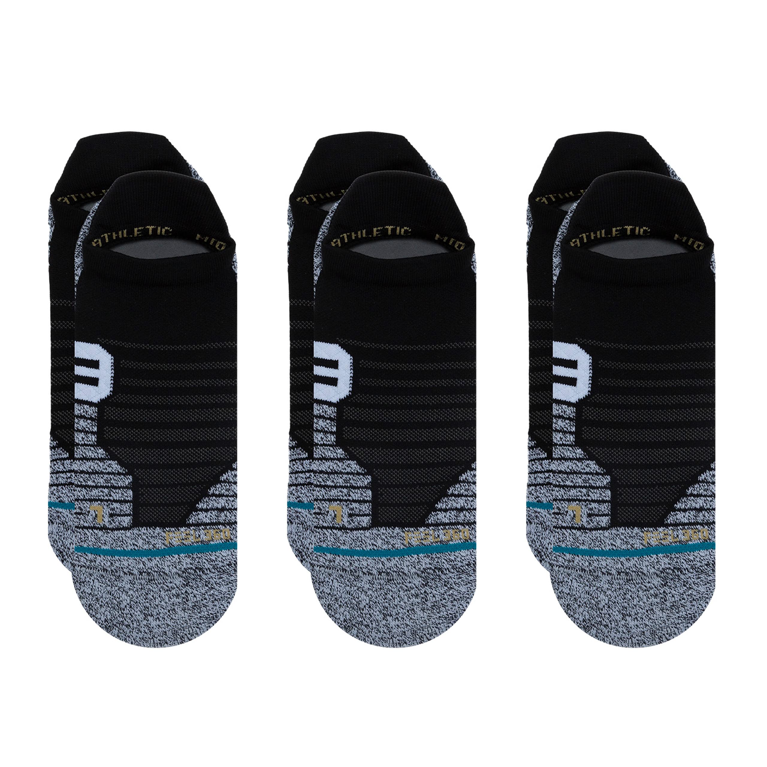 Stance Versa 3 Pack Tab Socks Performance Black Running Socks Large