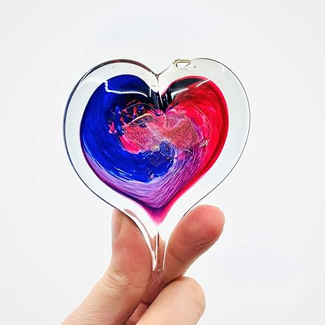 Amazon.com: Luke Adams Glass | 3" Small Glass Heart | Handmade Suncatcher | Hanging Home Decor | Garden Accent (Pink Violet Blue): Kitchen & Dining