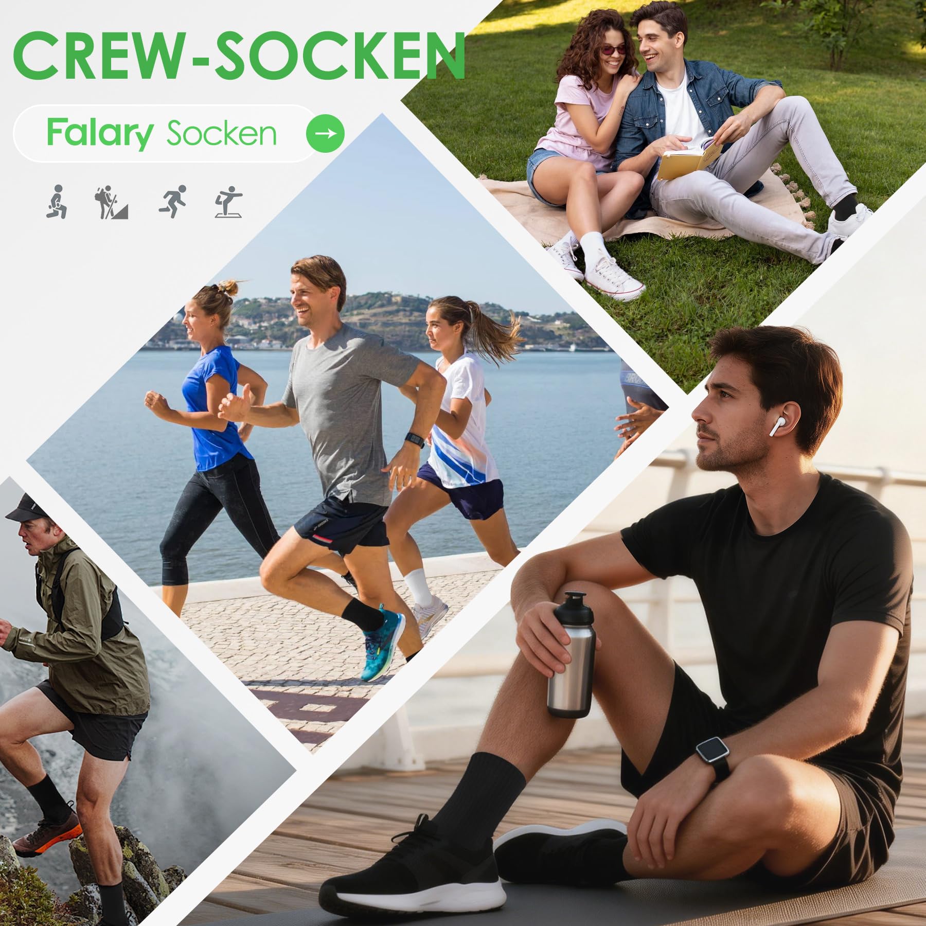 FALARY Tennissocken Socken Herren 39-42 Sportsocken,Damen Laufsocken Wandersocken Atmungsaktive Baumwollesocken Weiß 3 Paar 7