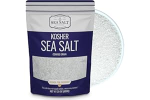 Kosher Sea Salt, Coarse Grain Kosher Salt, Coarse Salt Replacement for Table Salt, Non-Iodized & Natural Coarse Sea Salt for Grinder, 30 oz Bag, Sea Salt Superstore