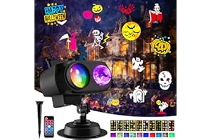 FITNICE 2024 Upgrade Halloween Projector Lights Outdoor, Christmas Projector with 10 HD Slides 10 Color 3D Ocean Wave Waterproof Holiday Projector with Remote Control for House Window Garden Garage
