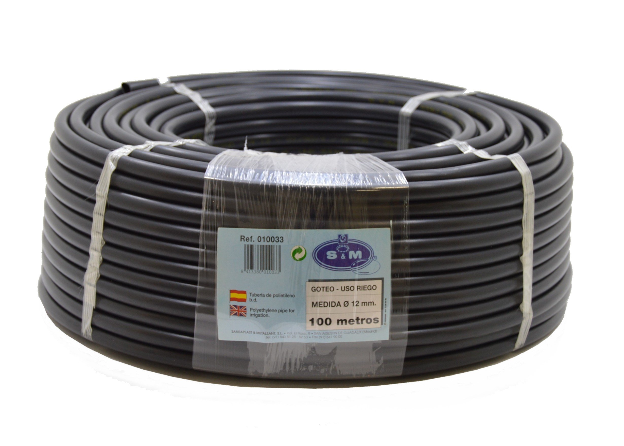 S&M 010033 – Drip Pipe, 12 mm x 100 m, black.