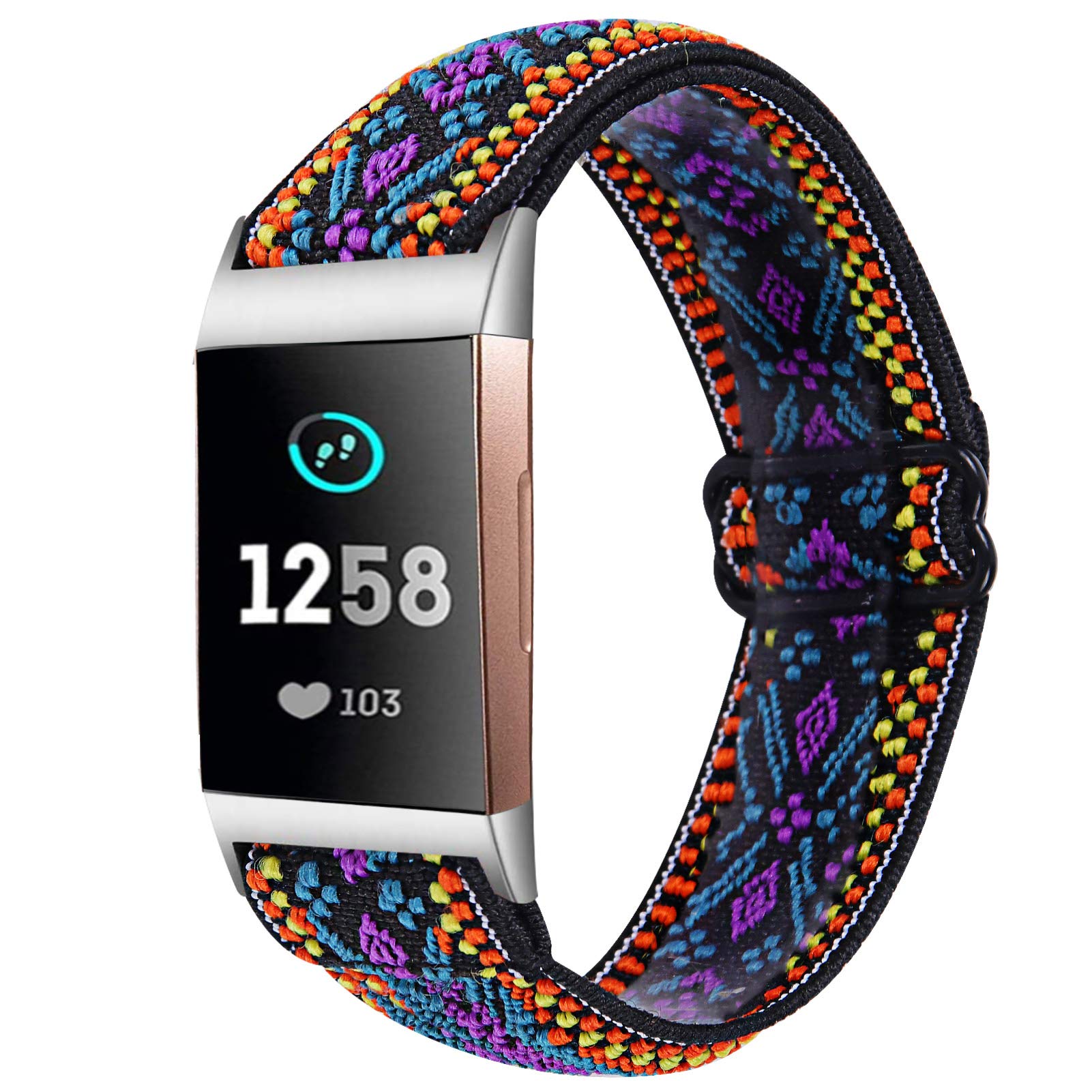 Triblanc Compatible with Fitbit Charge 3/Charge 4 Nylon Soft Strap Stretchy Elasticity Replacement Band for Fitbit Charge 3 / Charge 4, Bands with Men and Women