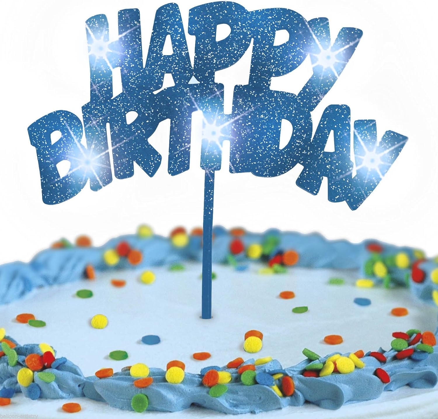 Unique Party 90878 - Blue Flashing Happy Birthday Cake Decoration, 20 cm x 15 cm - Image 4
