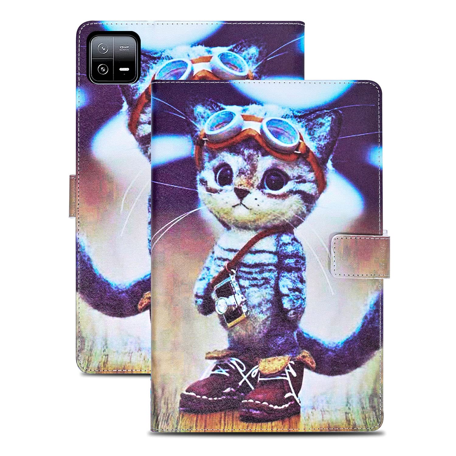 Rostsant Case for Xiaomi Pad 6/Pad 6 Pro 2023 11 Inch PU Leather Sleeve Magnetic Stand Xiaomi Pad 6/Pad 6 Pro 2023 Wallet Tablet Protective Case for Xiaomi Pad 6/Pad 6 Pro 11 Inch - Adventure Cat