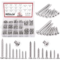 Type 316 Stainless Steel Phillips Pan Head Sheet Metal Screw Kit – 270-Piece Assortment In 12 Sizes, With Storage Box (Marine Bolt Supply)